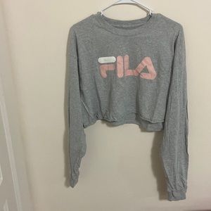 Gray long sleeve FILA crop top